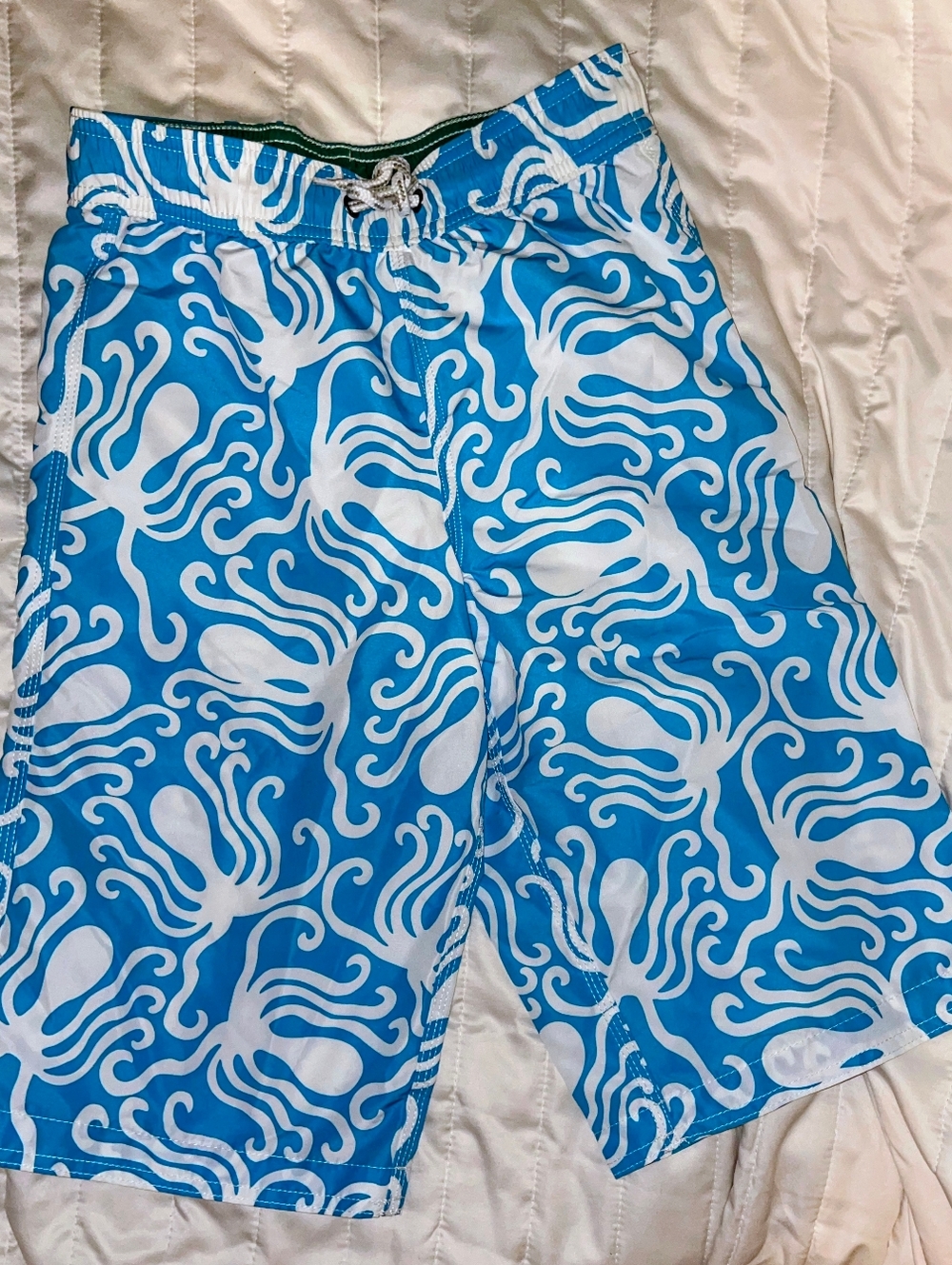 Lands’ End‎ Octopus Board Shorts Swim Trunks 🌊🦑 Long Length Sz 10-12 EUC